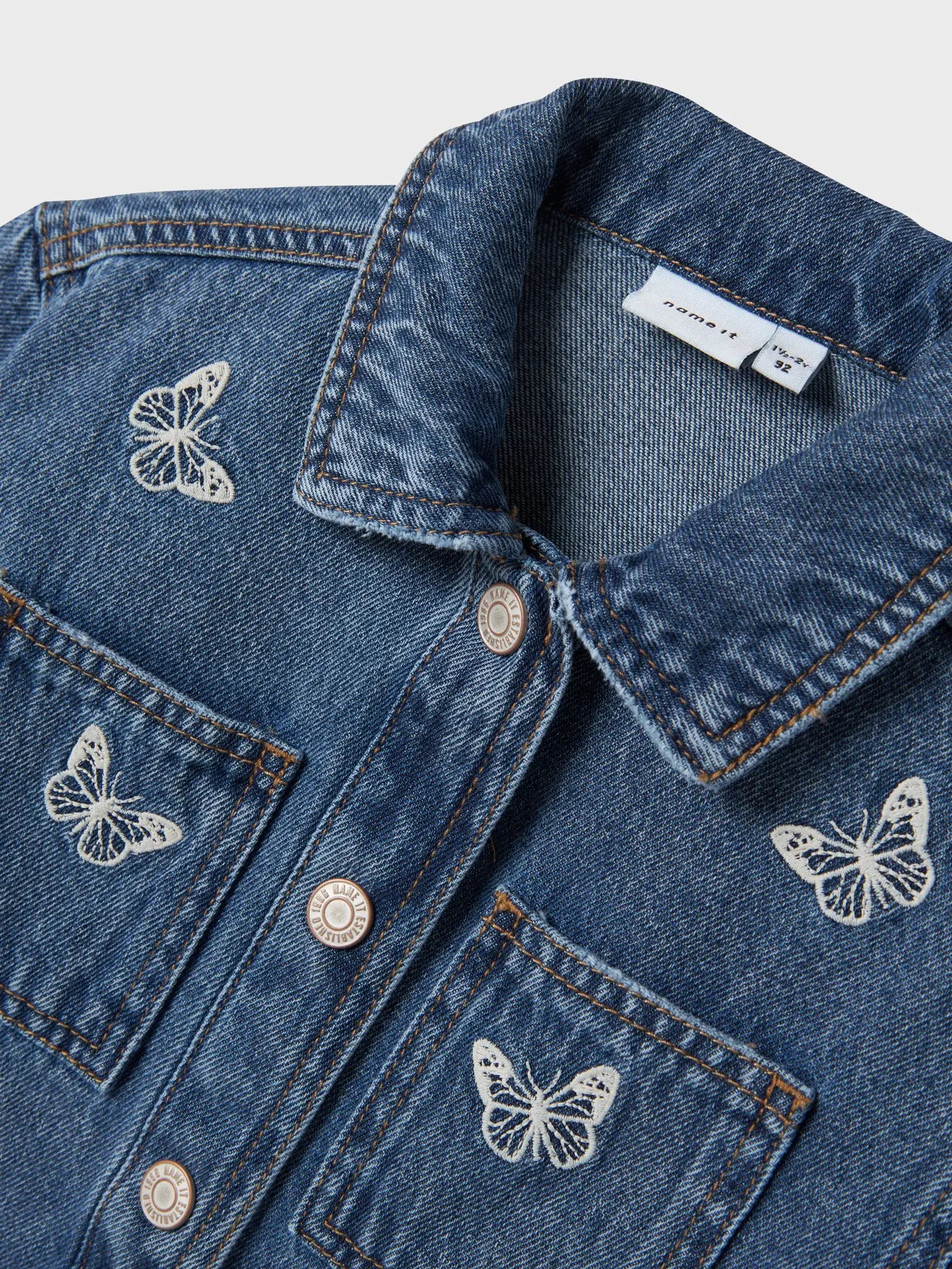 Name it Lange Jeansjacke Schmetterlinge medium blue
