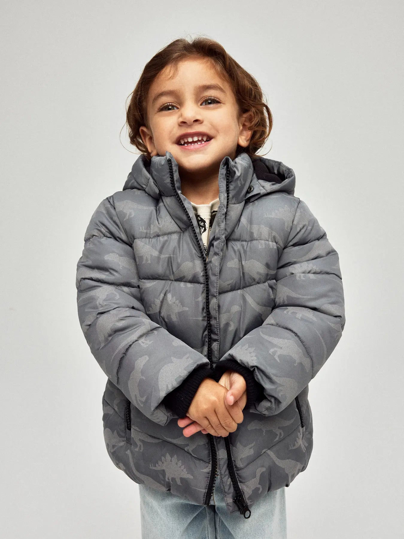 Name it Reflektier Steppjacke Dinos grau