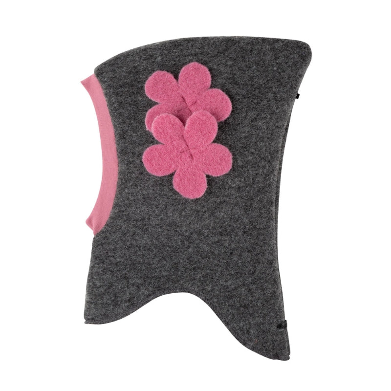 Pure Pure Woll Walk Schlupfmütze Blume grau melange / dusty pink