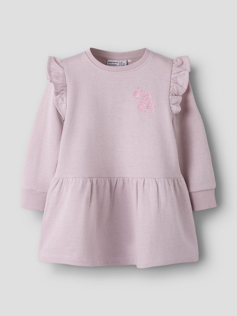 Name it Sweat Kleid Glitzer Einhorn zartrosa