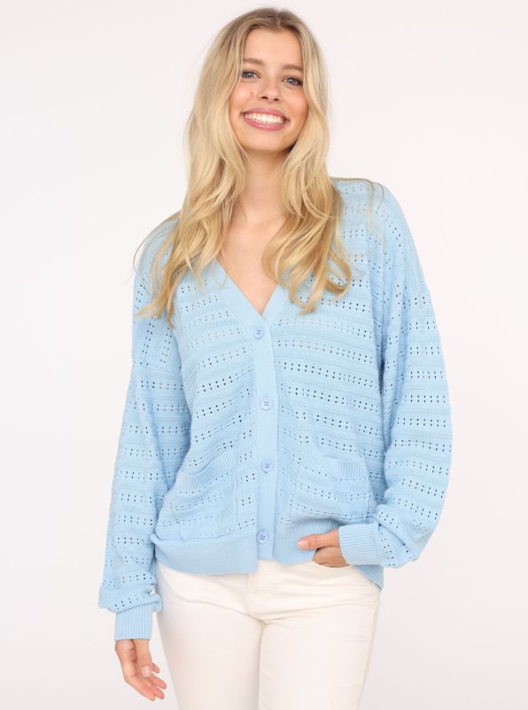 Zwillingsherz Cardigan "Lochstrick Uni" blau