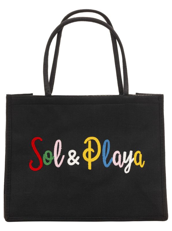 Zwillingsherz Beach Shopper "Sol & Playa" schwarz