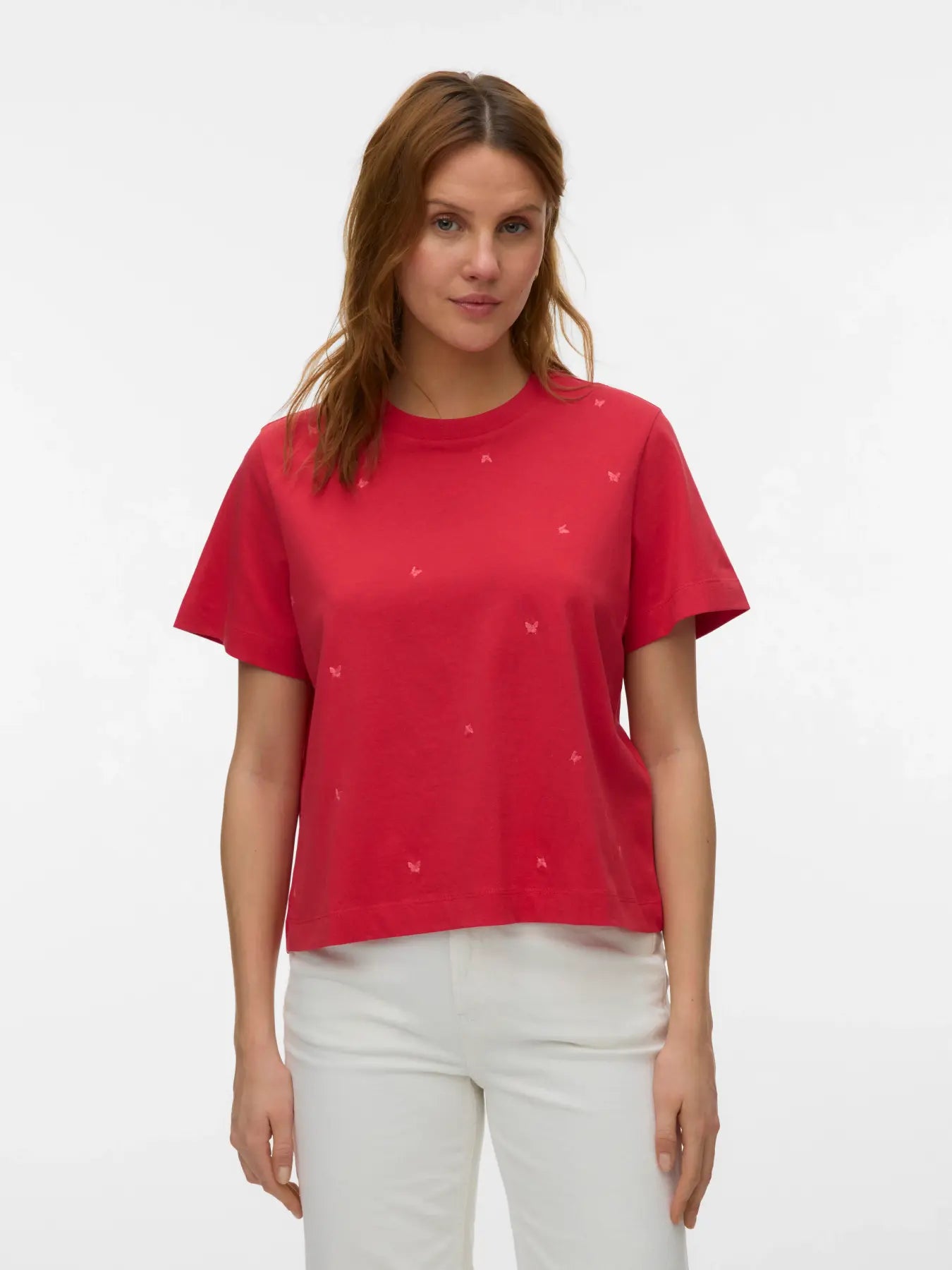 Vero Moda T-Shirt Schmetterlinge rot