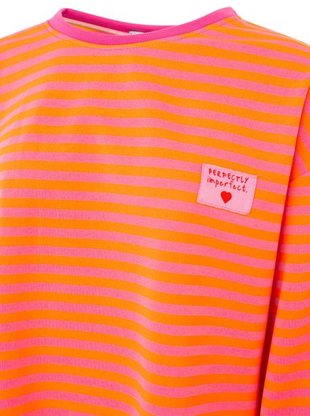 Zwillingsherz OneSize Sweatshirt "Perfectly Imperfect" neonpink gestreift