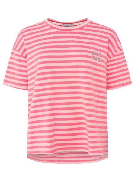 Zwillingsherz OneSize T-Shirt Sweat "Bonjour" pink gestreift