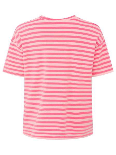 Zwillingsherz OneSize T-Shirt Sweat "Bonjour" pink gestreift