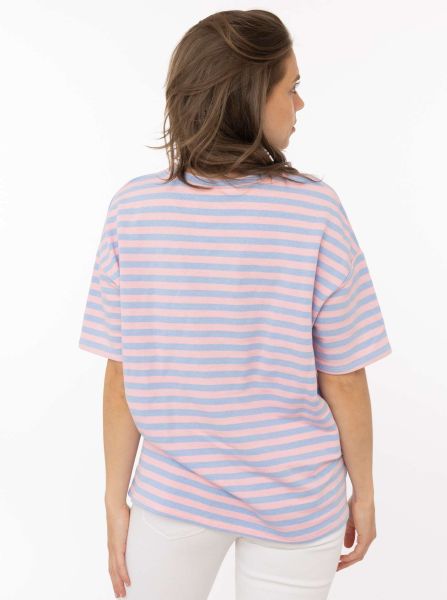 Zwillingsherz OneSize T-Shirt Sweat "Bonjour" rosa gestreift