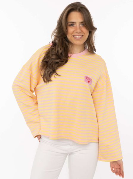 Zwillingsherz OneSize Sweatshirt "Perfectly Imperfect" gelb gestreift