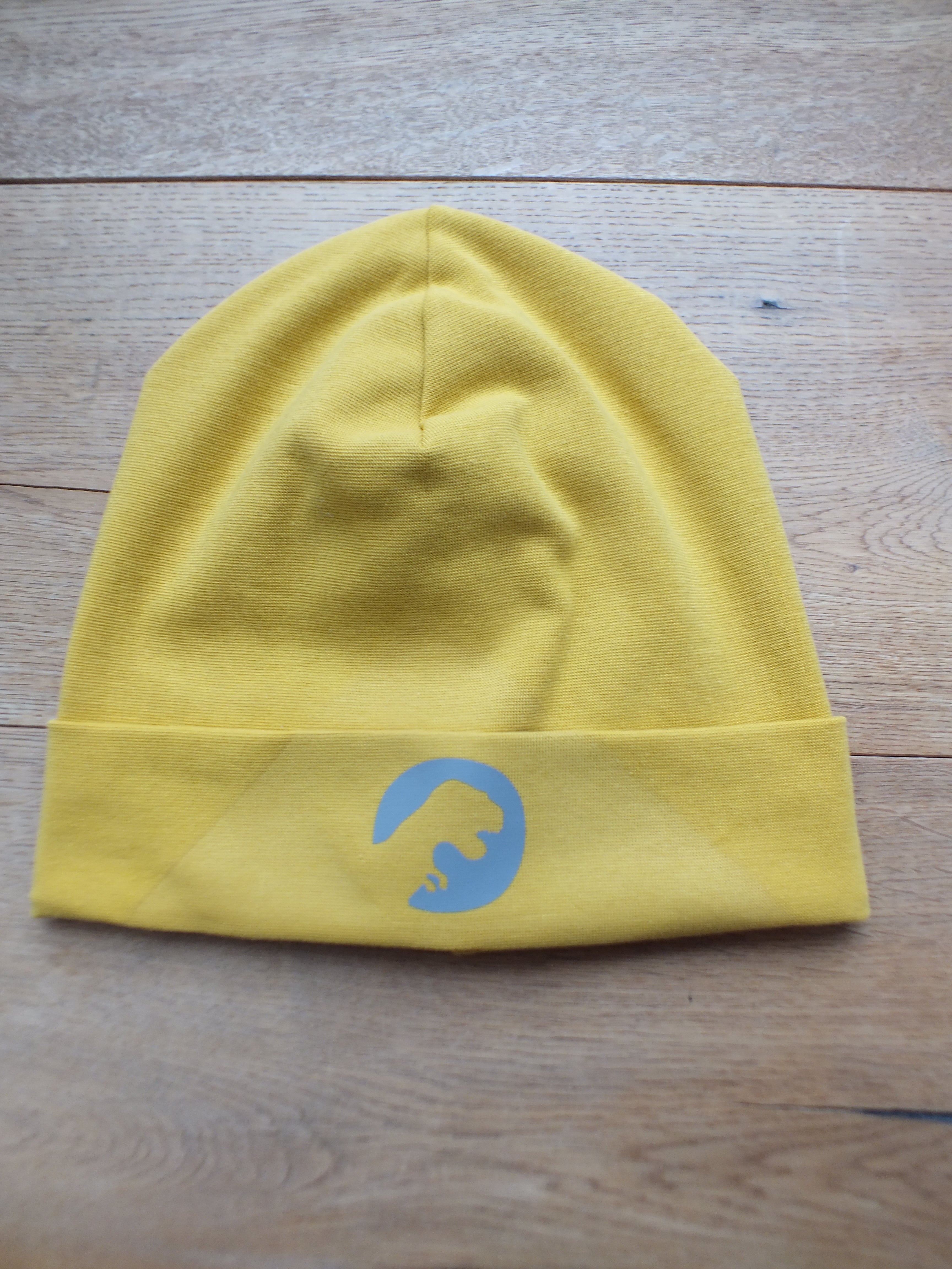 Hipster Beanie Senf Dino Buchstabe grau