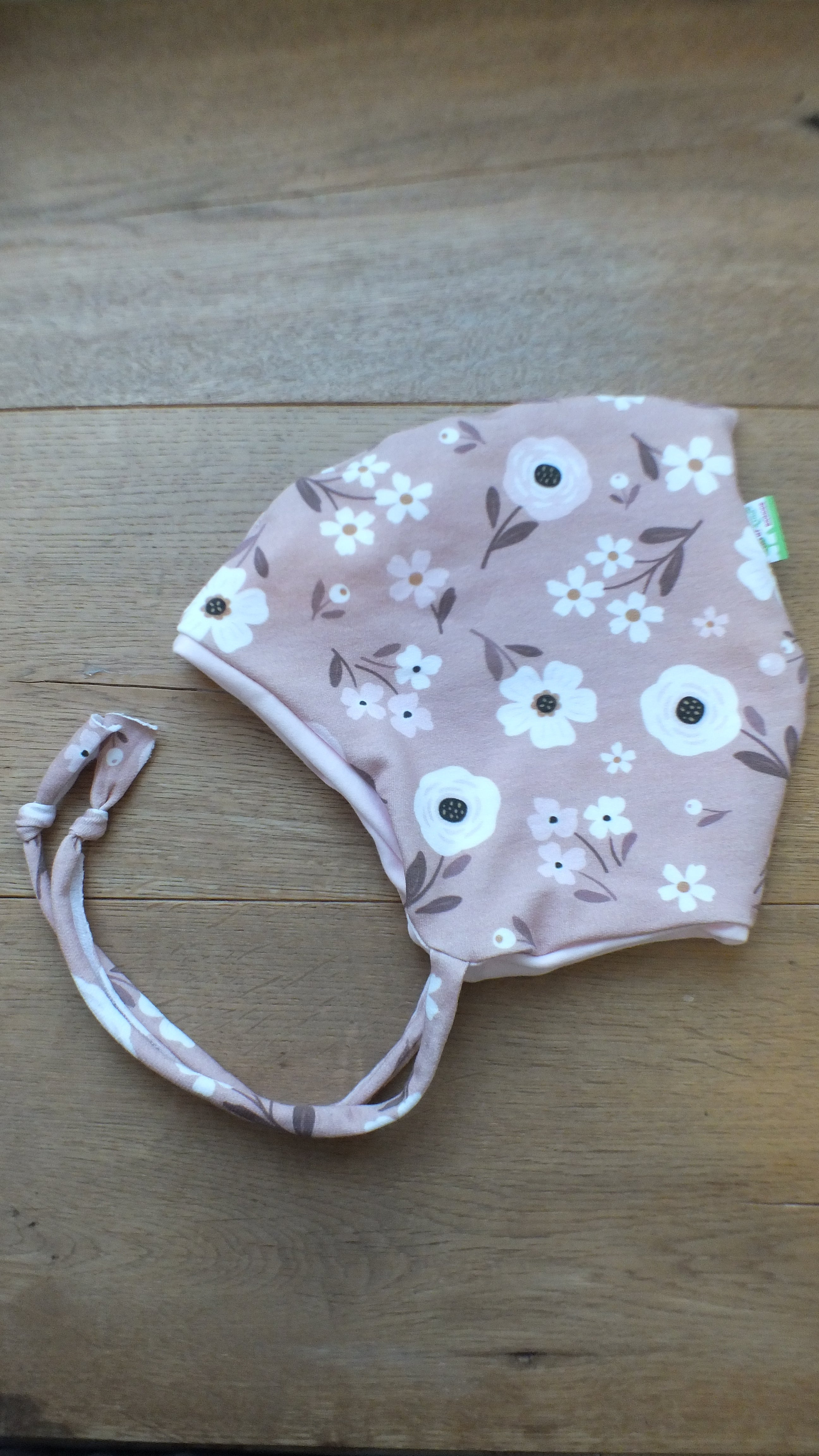 Bindemütze Vintage Blumen altrosa