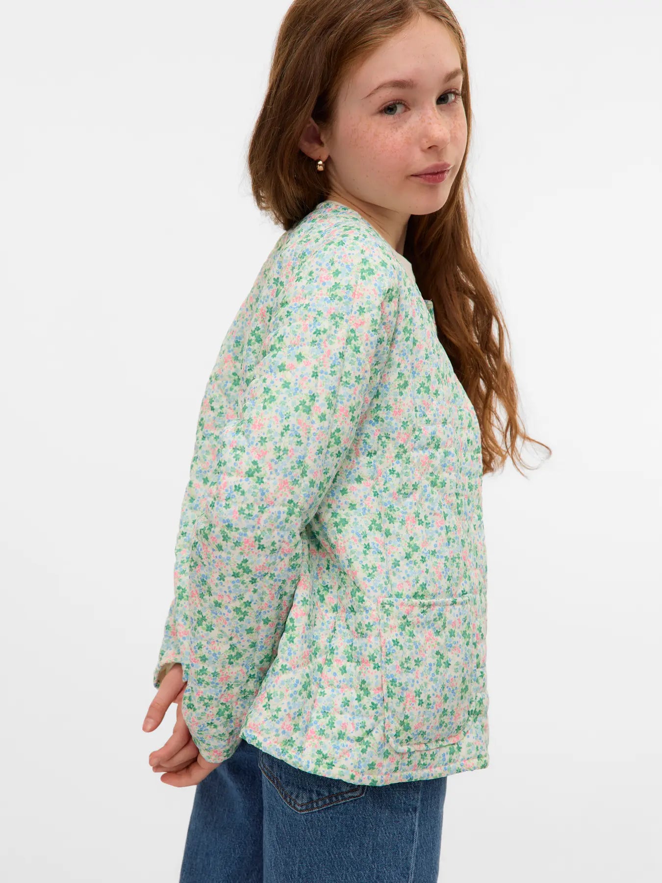Vero Moda Girls Steppjacke Floral grün