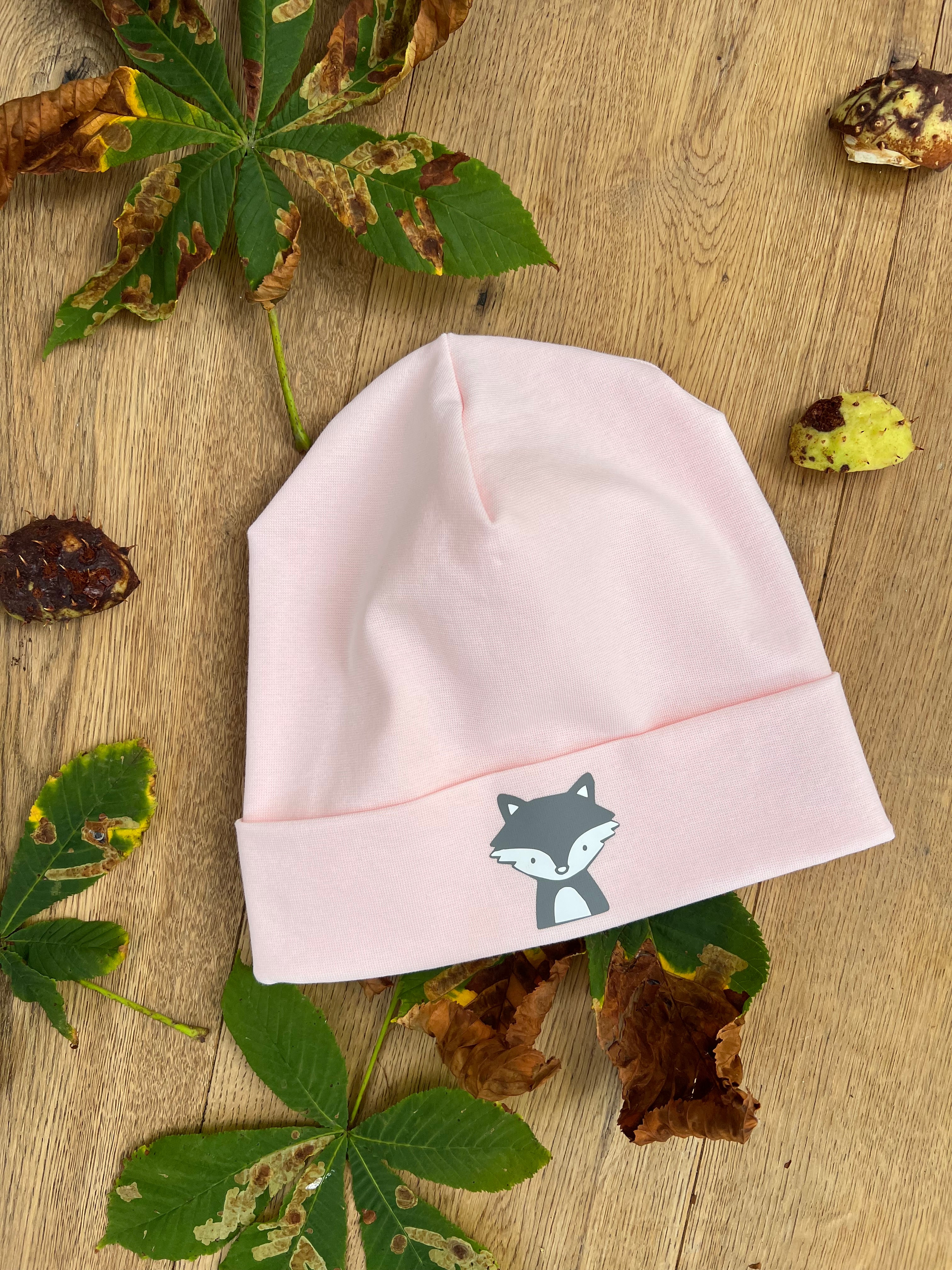 Hipster Beanie Rosa Fuchs grau