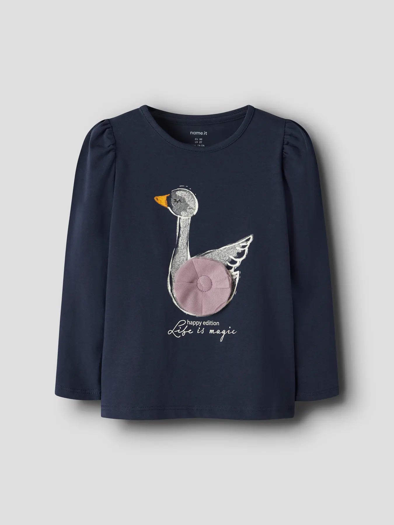 Name it Langarmshirt Schwan dunkelblau