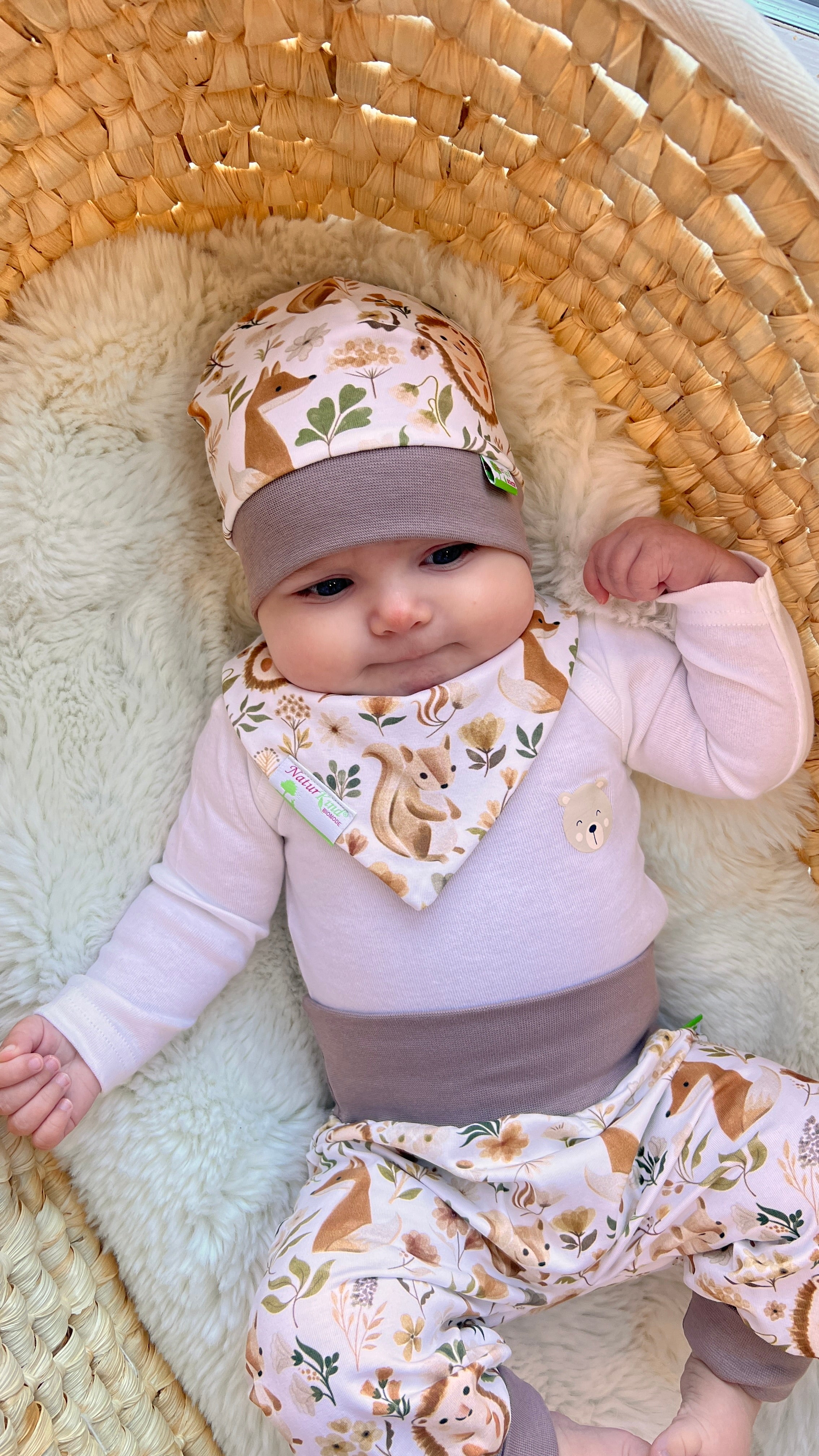 Bündchen Beanie Waldfreunde beige