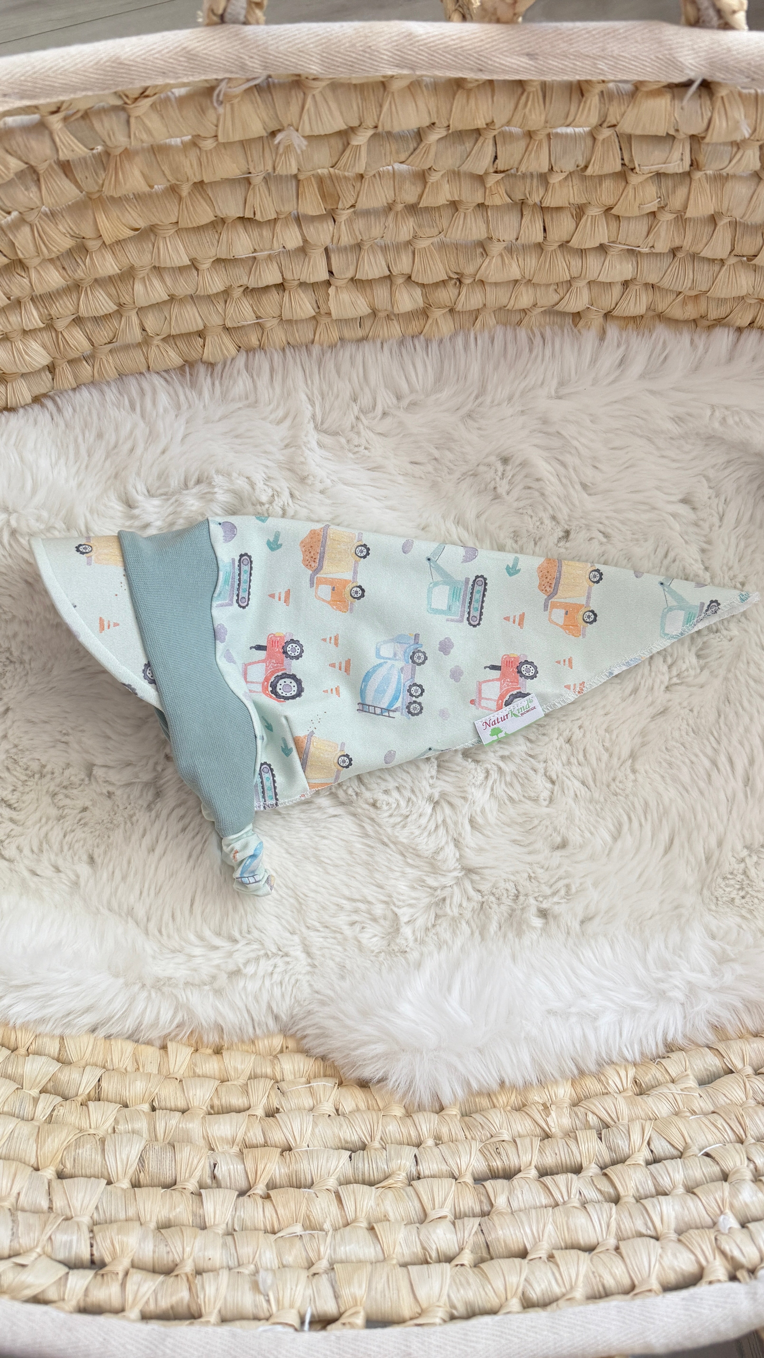 Piratentuch mit Schirm Baustellen Bande pastell mint