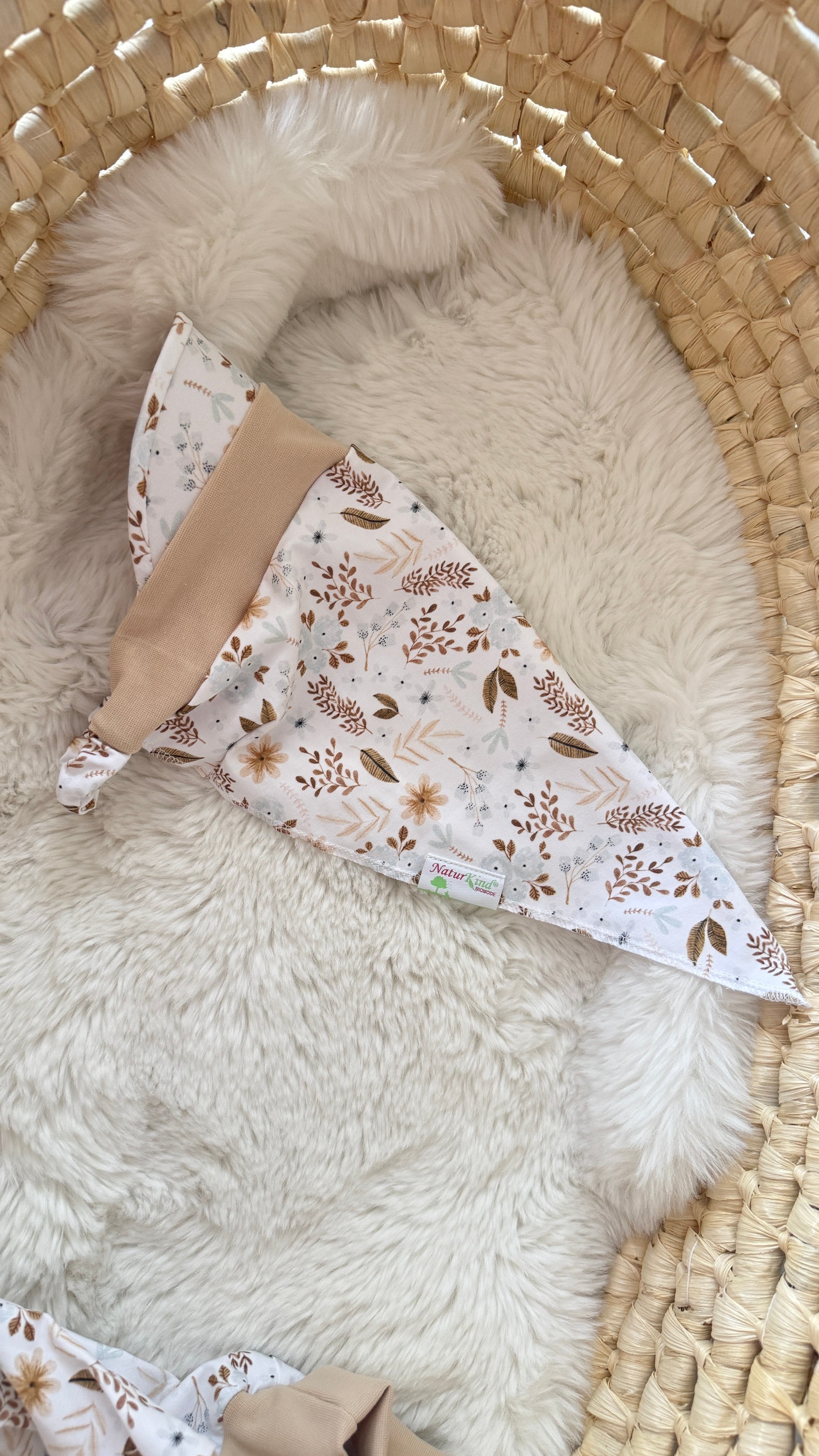 Sonnentuch mit Schirm Boho Flowers beige