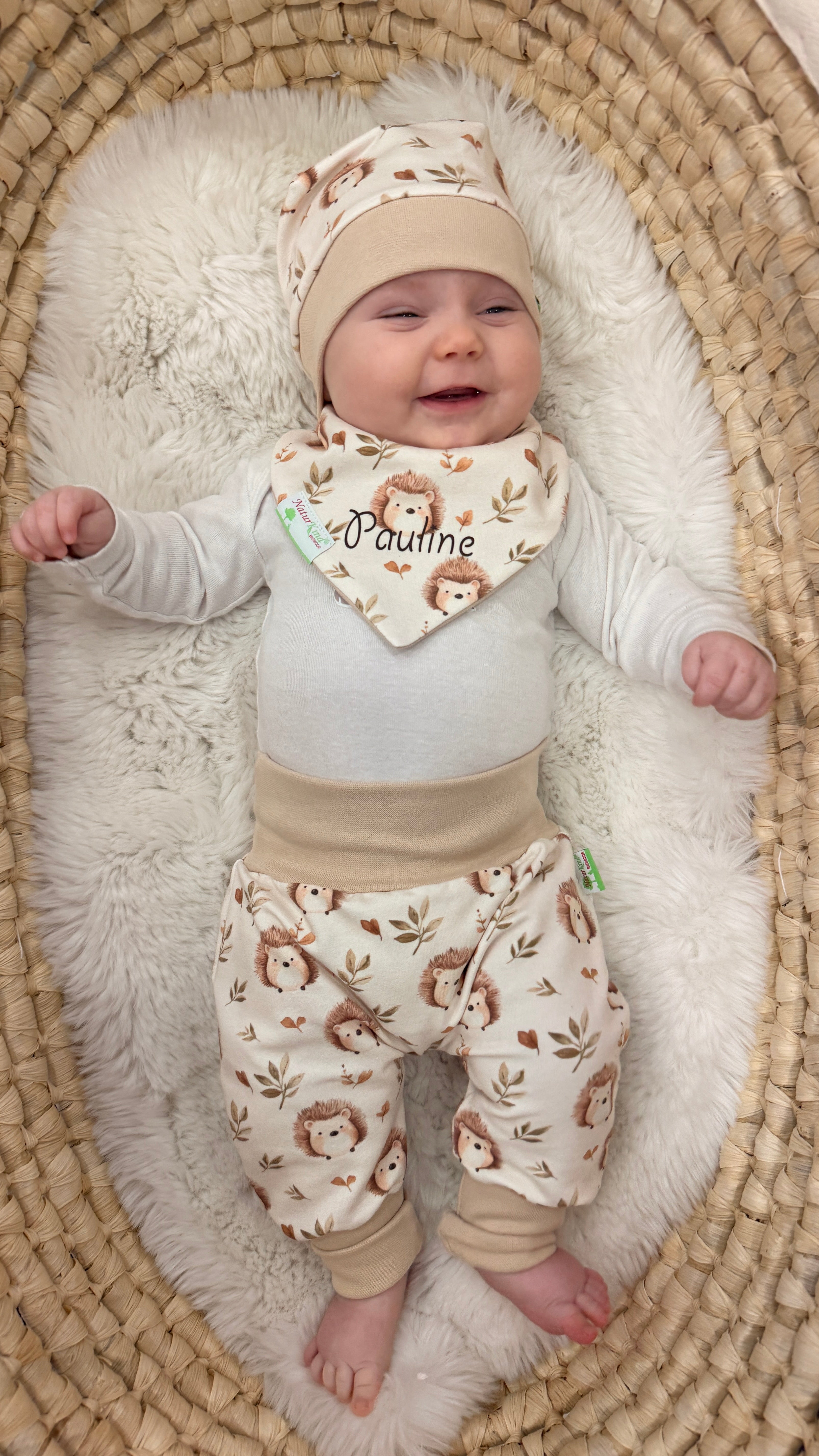 Wendehalstuch Kleiner Igelfreund mit Name, Name braun