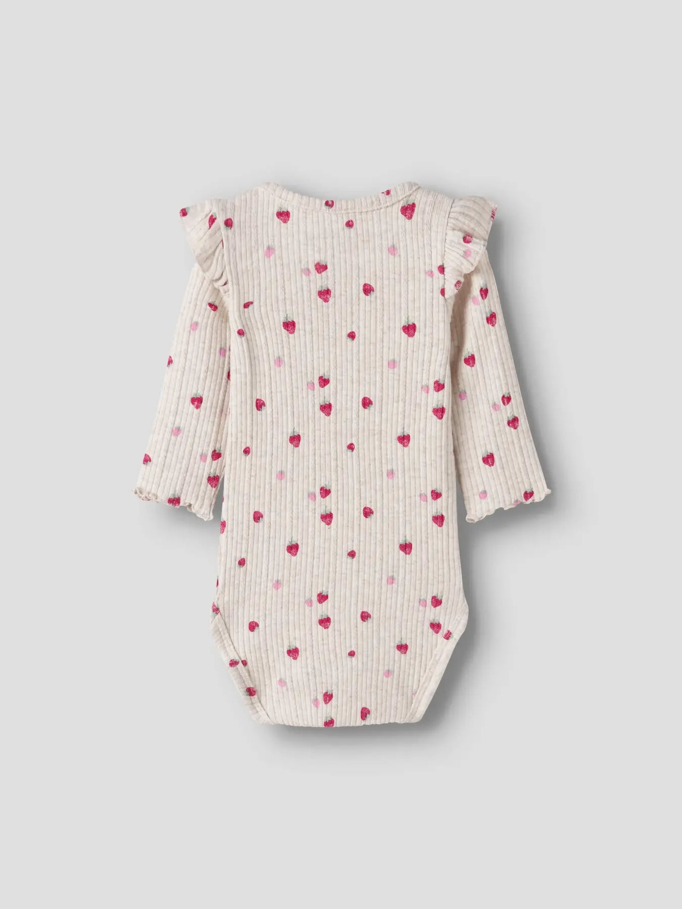 Name it Rüschen Rib Body Erdbeerchen beige