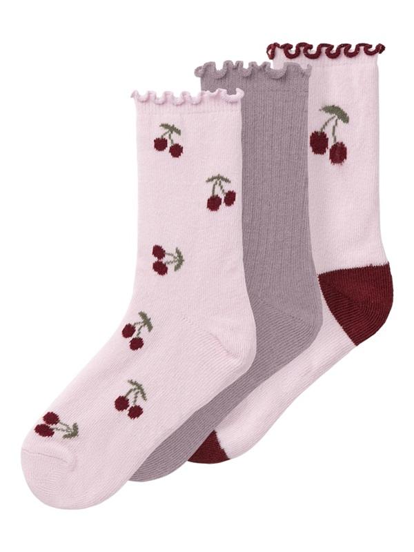 Name it 3er Pack Socken Kirschen orchid/elderberry
