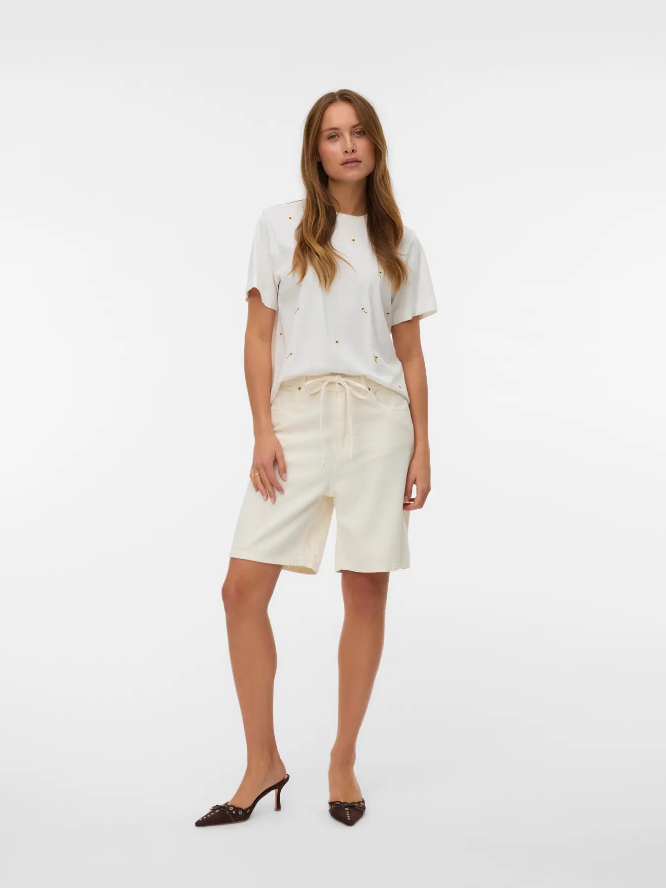 Vero Moda T-Shirt Sonnenblumen weiß