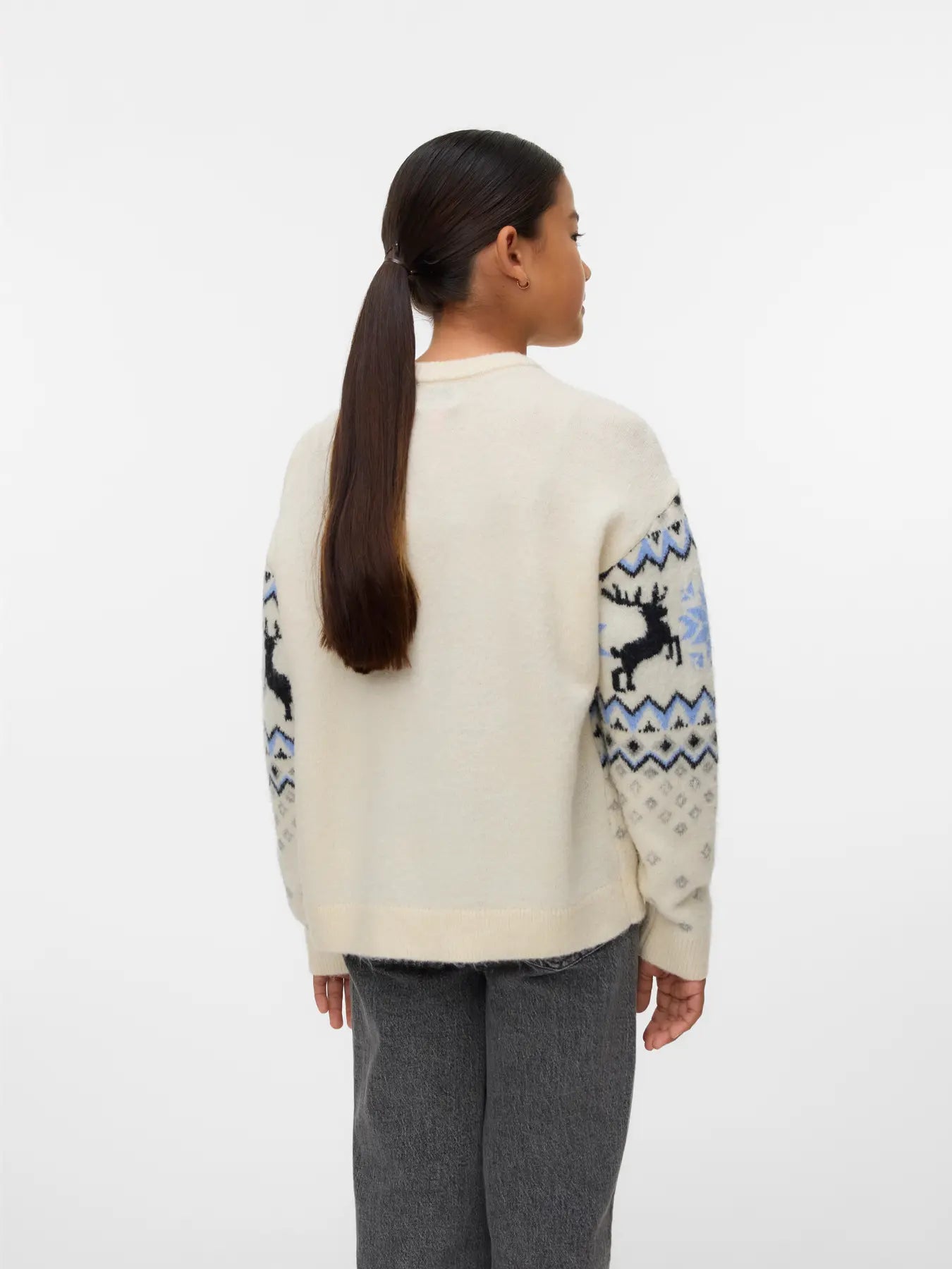 Vero Moda Girls Norweger Winter Strickpullover creme