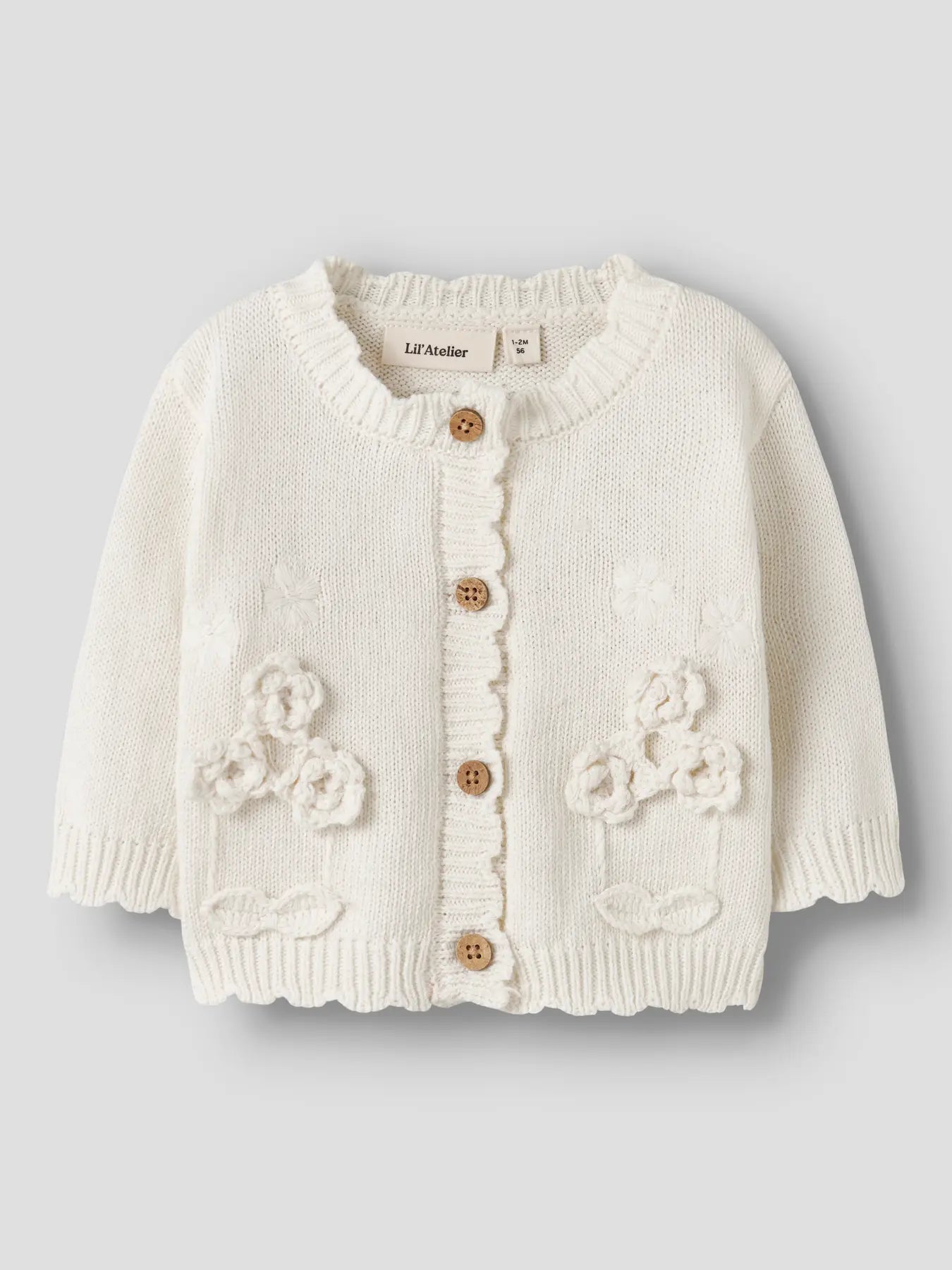 Lil' Atelier Strickjacke Blumen coconut milk