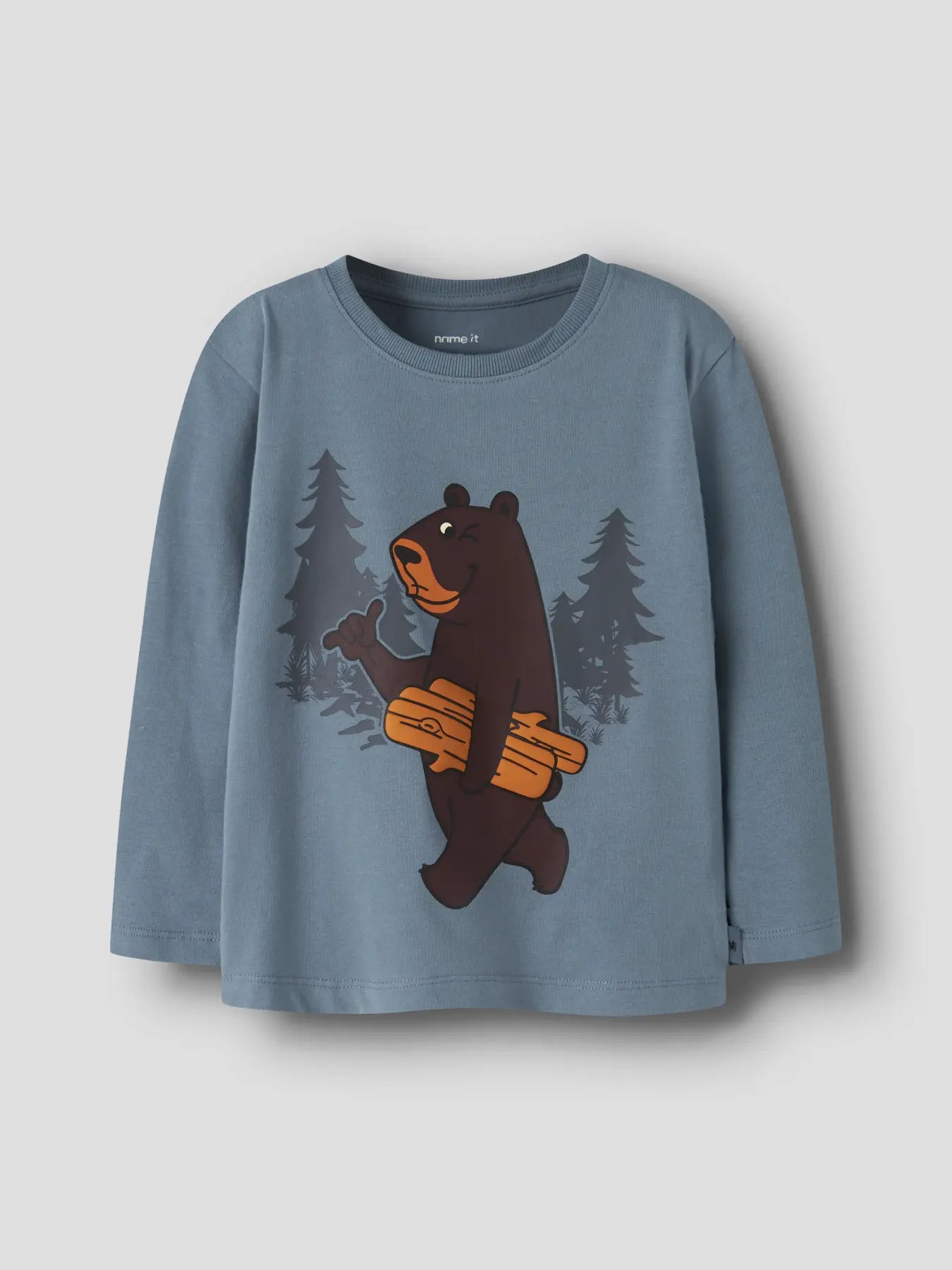 Name it Langarmshirt Bär blue mirage