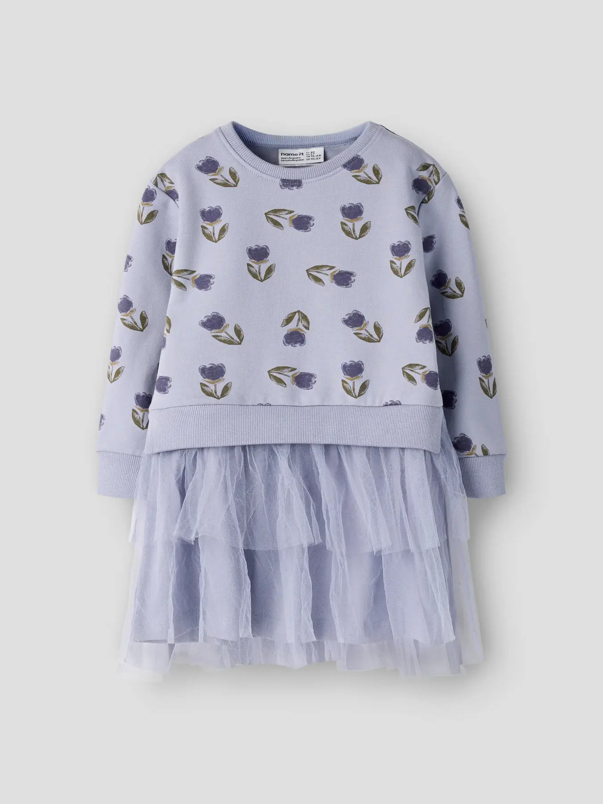 Name it Sweatkleid mit Tüll Blumen flieder