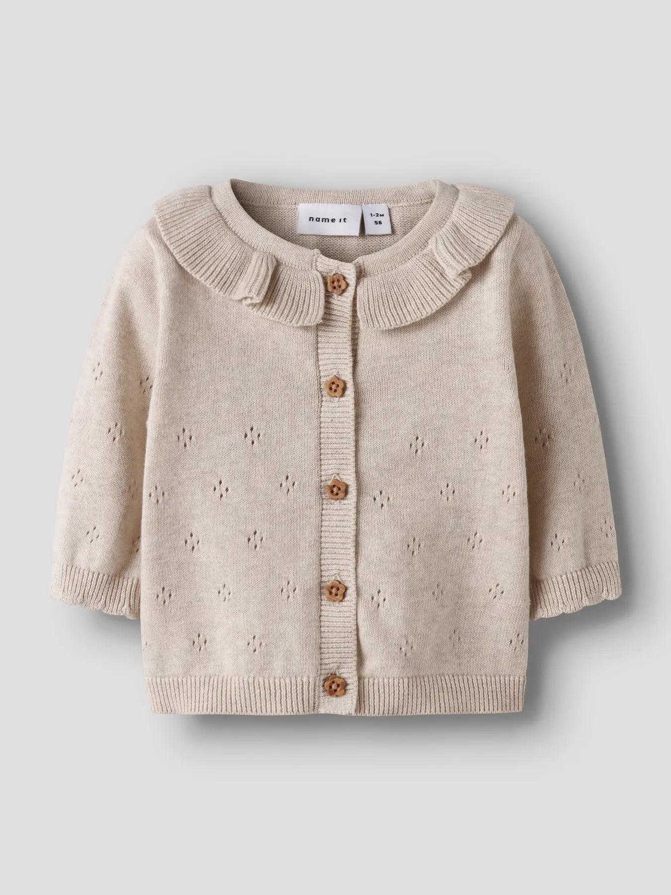 Name it Rüschen Strickjacke beige
