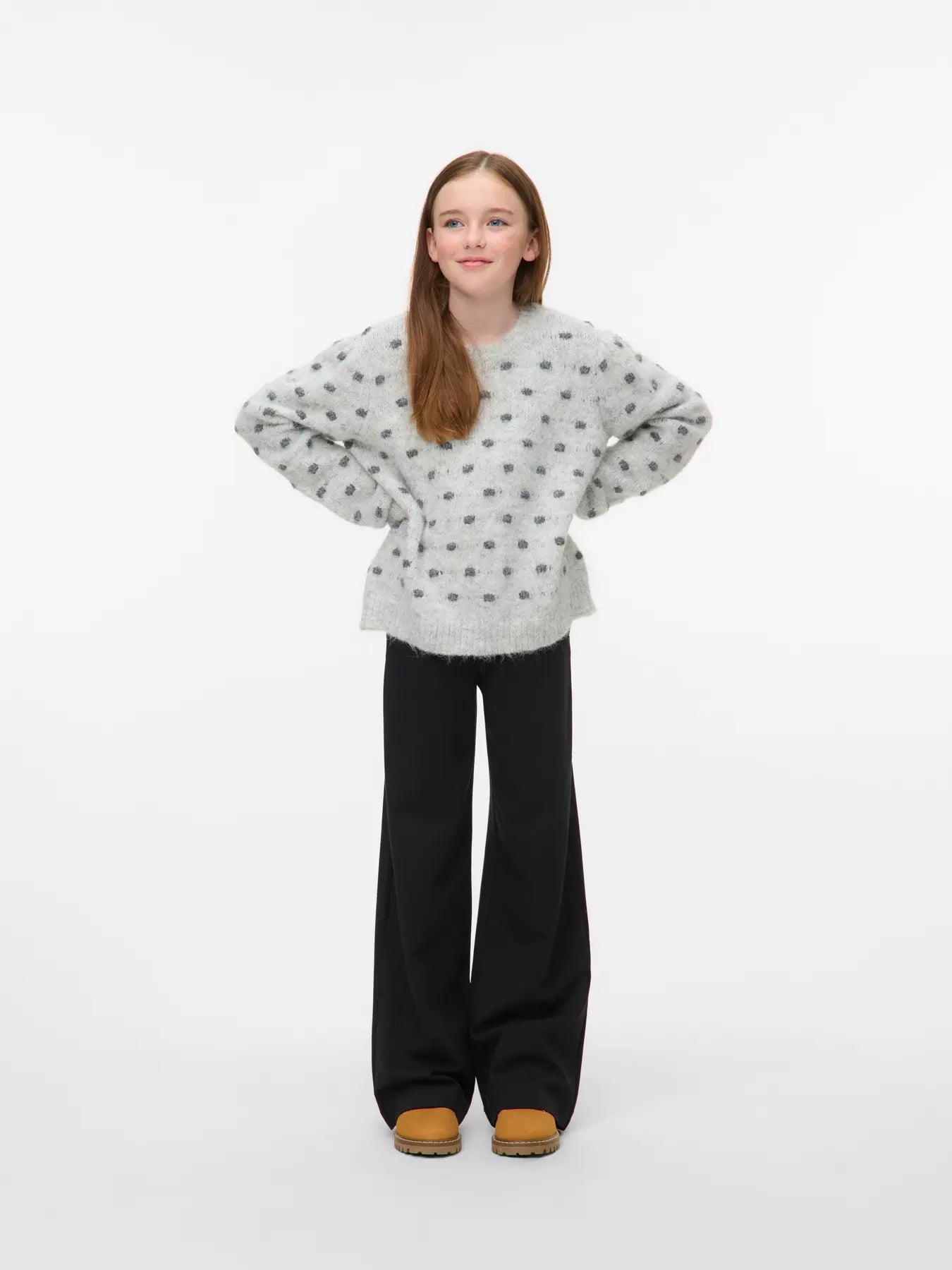 Vero Moda Girls Strickpullover Punkte grau