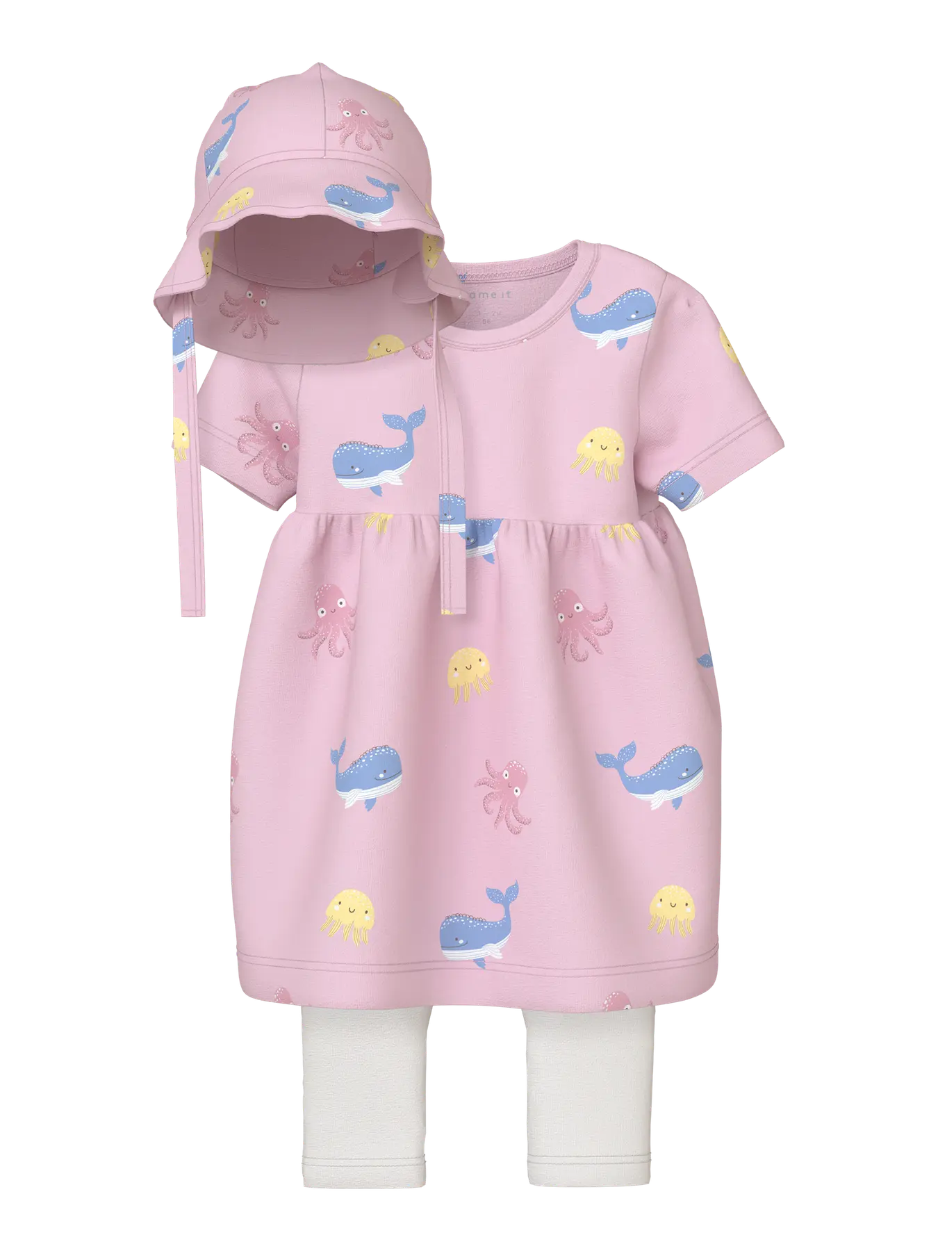 Name it Set Hut + Kleid + Leggings Martitim rosa
