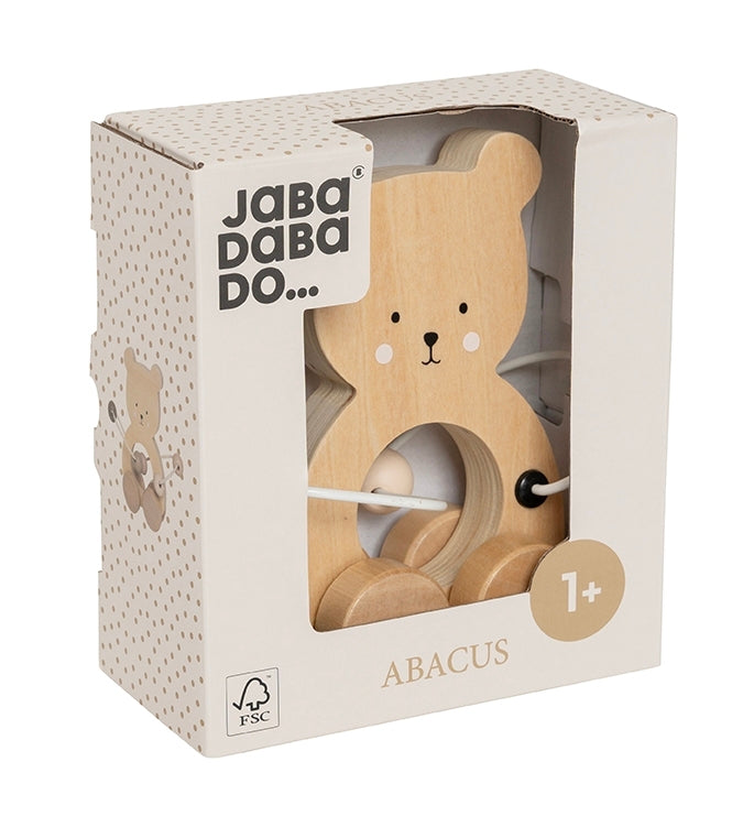 Jabadabado Schiebespielzeug Teddy mit Motorikschleife / Natur