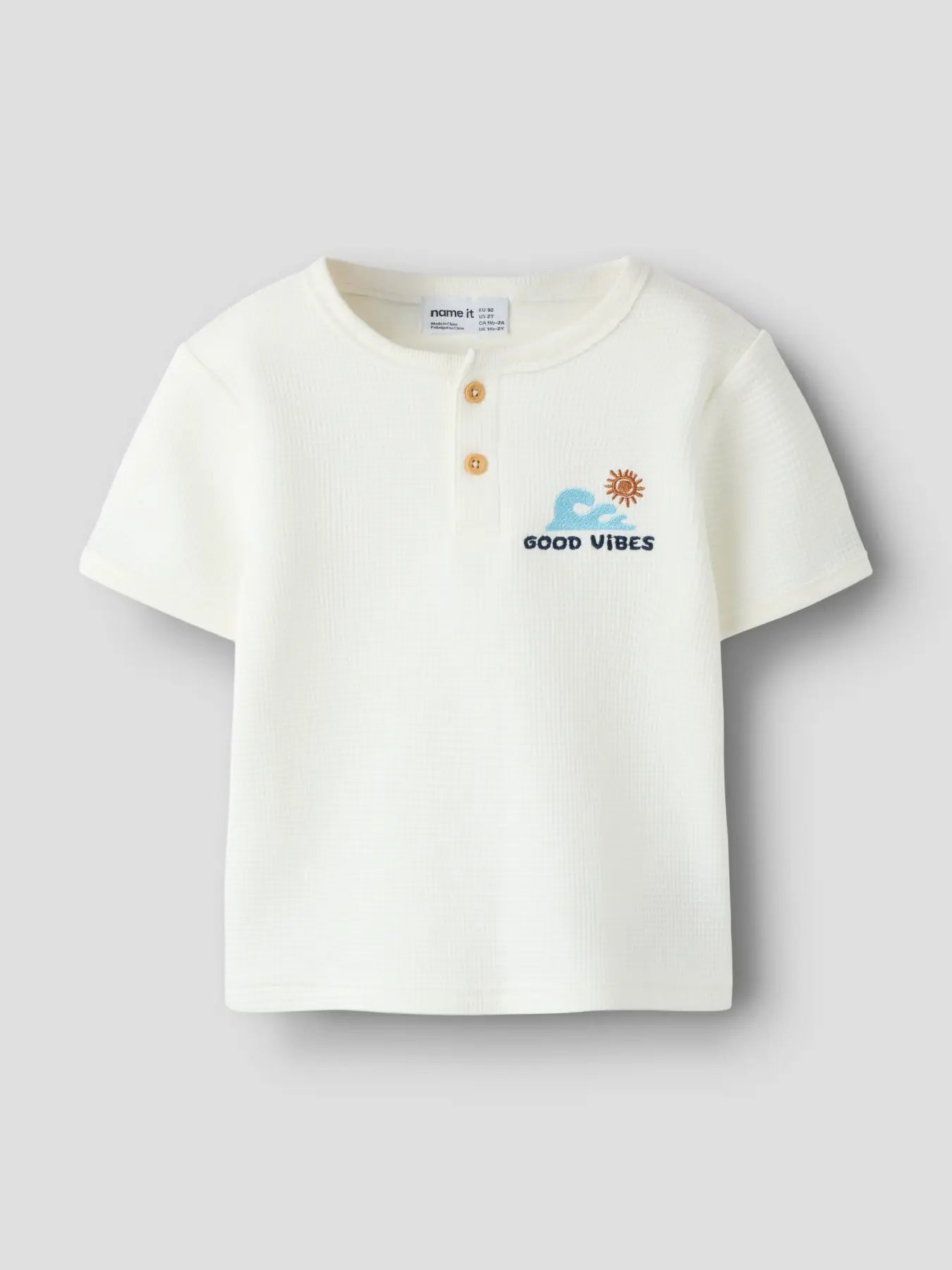 Name Waffle T-Shirt Good Vibes cloud dancer