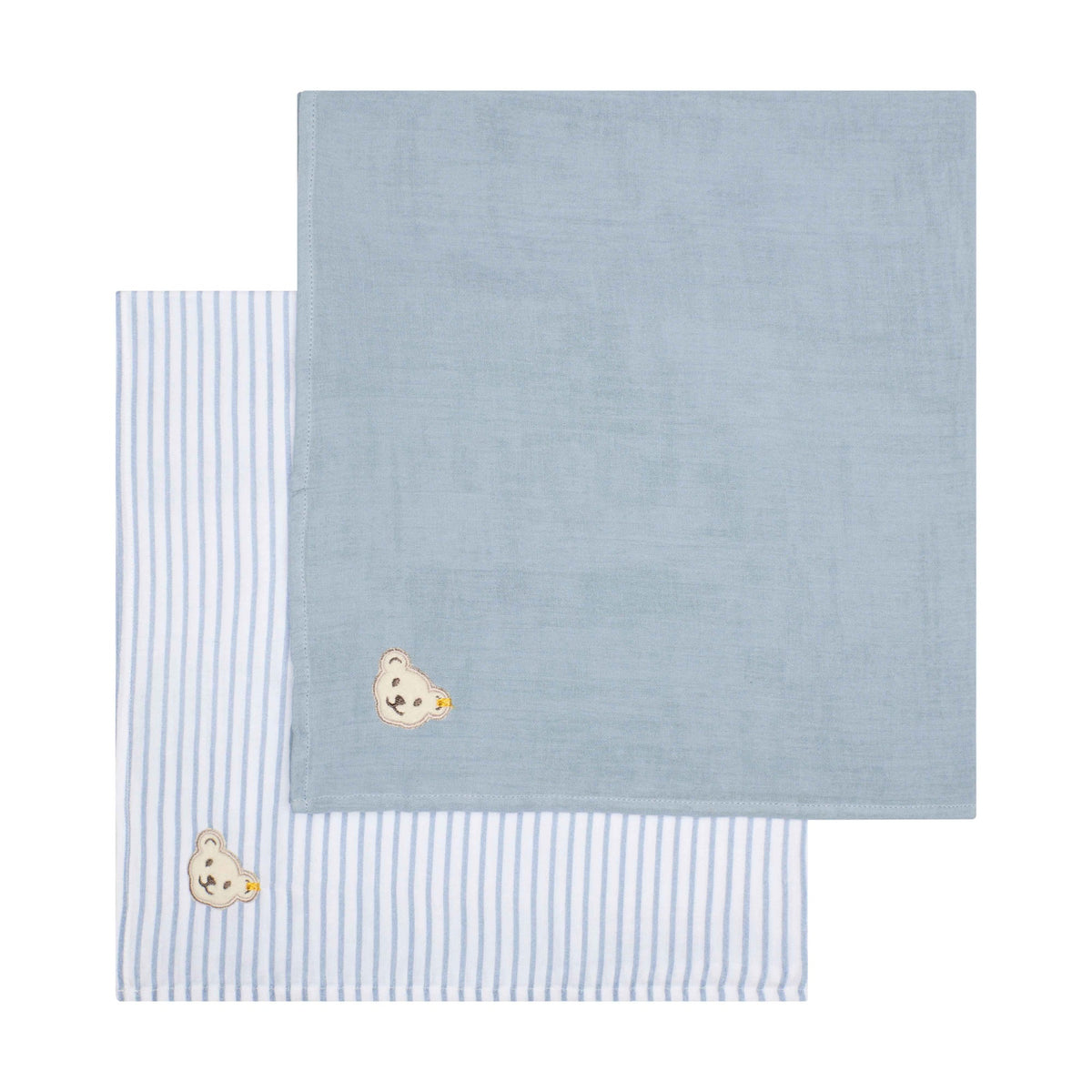 Steiff 2er Pack Musslin GOTS uni blau/gestreift