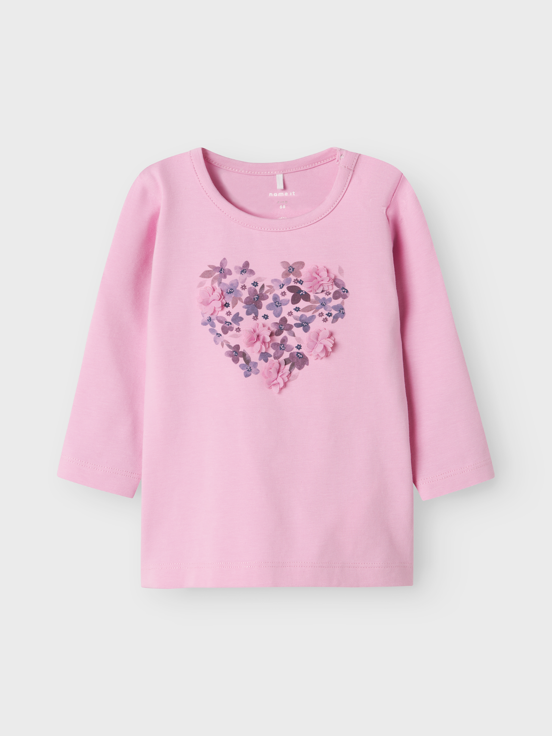 Name it Langarmshirt Blumen Herz pastel lavender