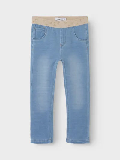Name it Jeans Leggings light blue Glitzerbündchen Schmetterlinge