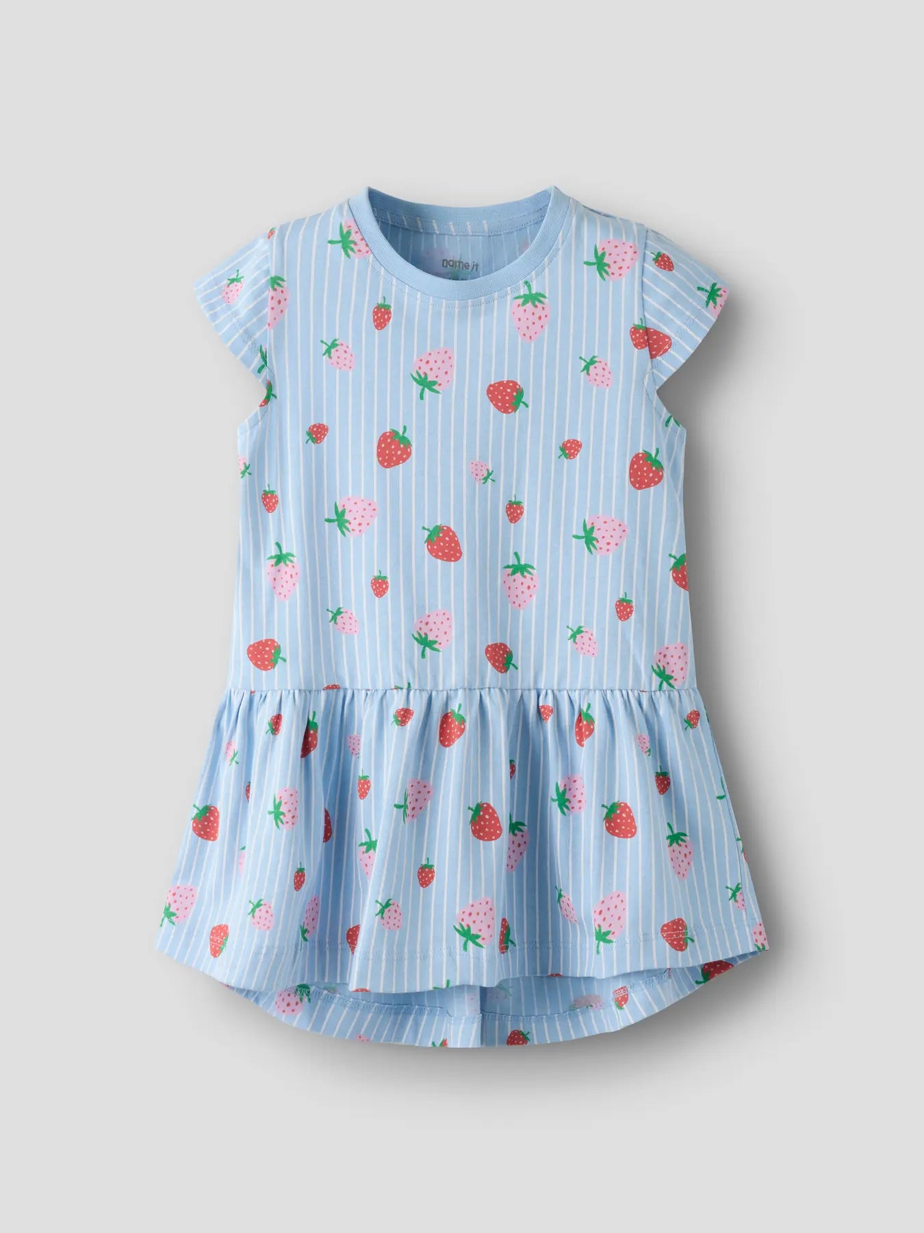 Name it kurzarm Kleid Erdbeeren blau gestreift