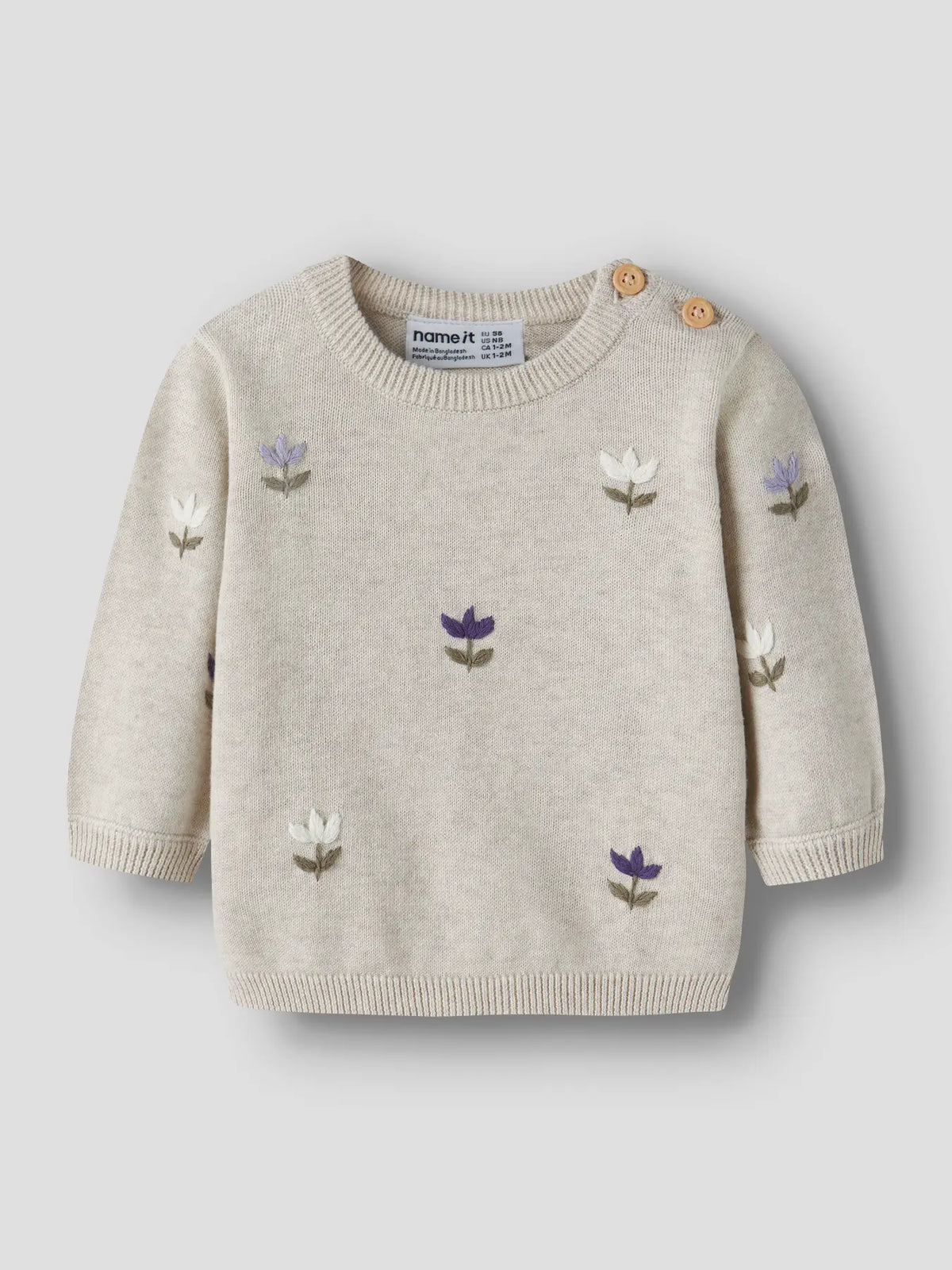 Name it Strickpullver Blumen beige