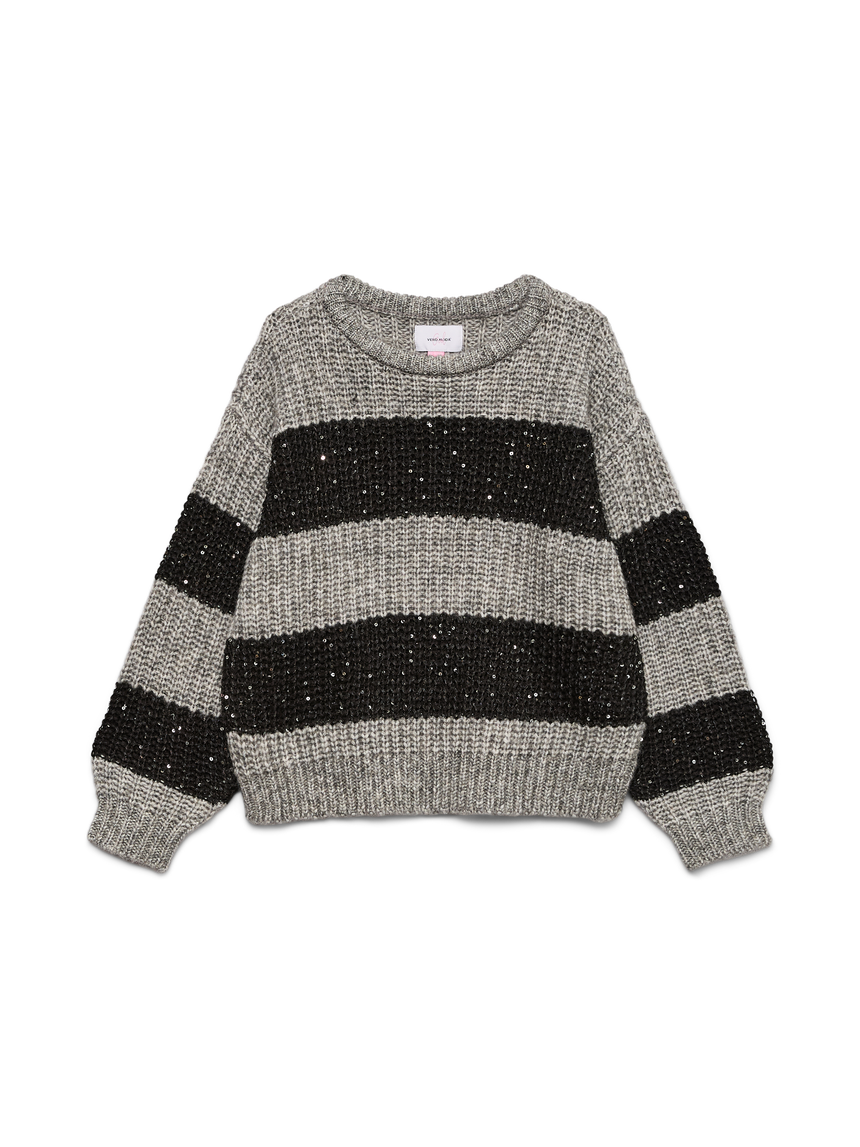 Vero Moda Girls Strickpullver mit Glitzerpailetten silbergrau/schwarz