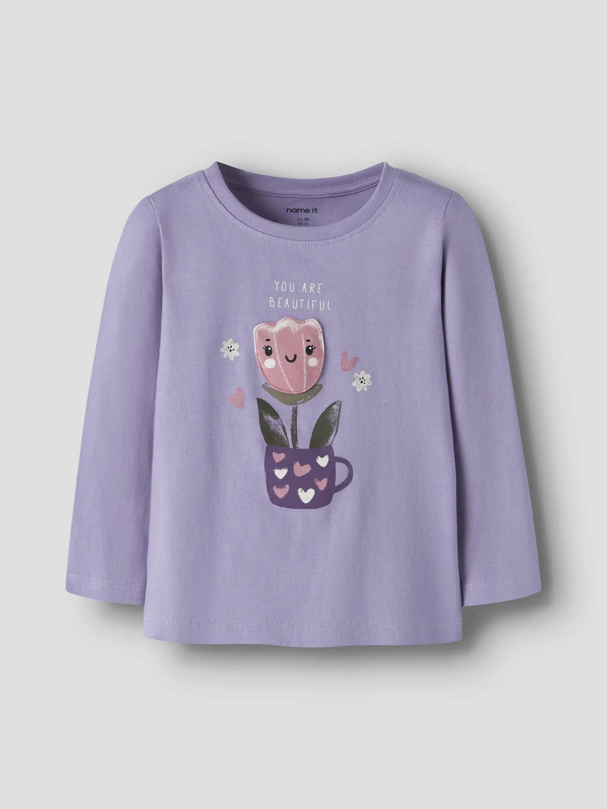 Name it Langarmshirt Blume flieder