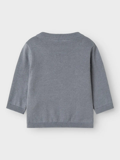 Name it Strickpullover Bär blaugrau