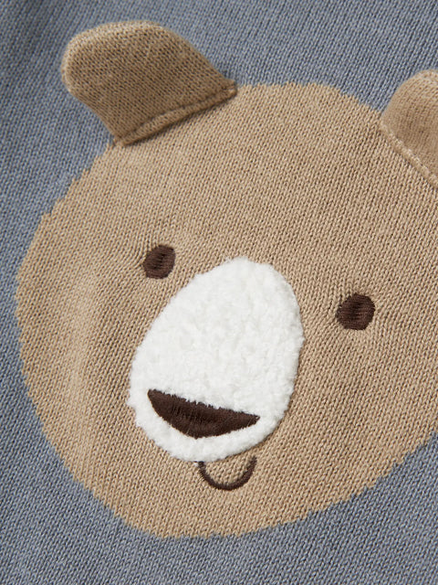 Name it Strickpullover Bär blaugrau