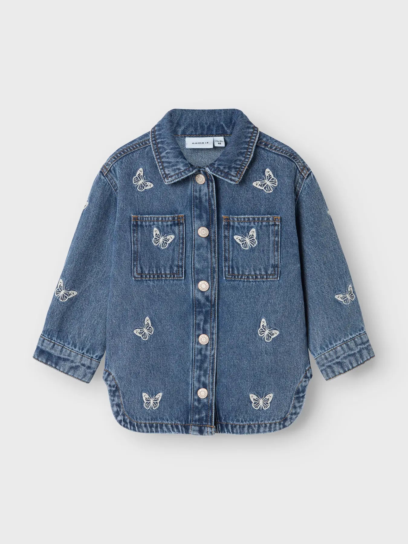 Name it Lange Jeansjacke Schmetterlinge medium blue