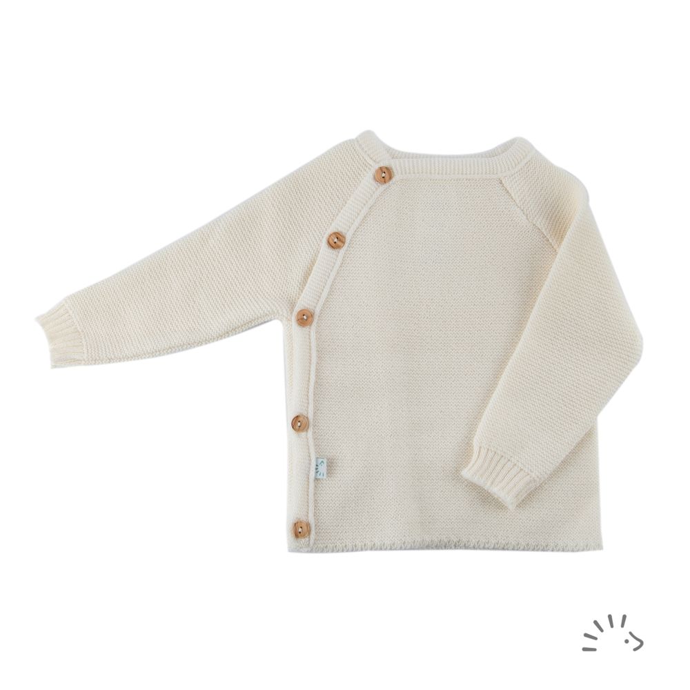 Merino Wickelhemd kbT Wollstrick ecru/weiß