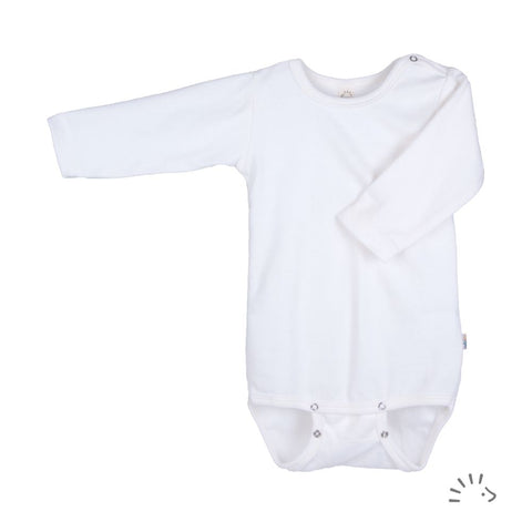 Mitwachsbody Langarm Biobaumwolle reinweiß