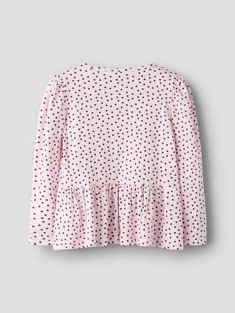 Name it Rip Langarmshirt mit Schößchen Punkte zartrosa