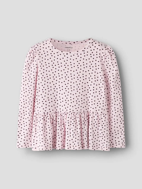 Name it Rip Langarmshirt mit Schößchen Punkte zartrosa