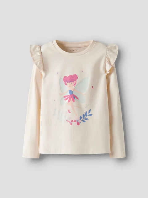 Name it Langarmshirt Glitzer Elfe creme