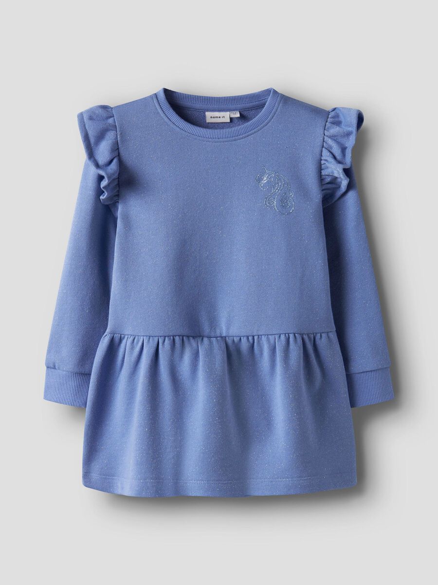 Name it Sweat Kleid Glitzer Einhorn saphirblau