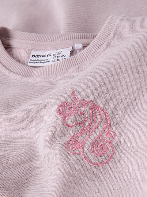 Name it Sweat Kleid Glitzer Einhorn zartrosa